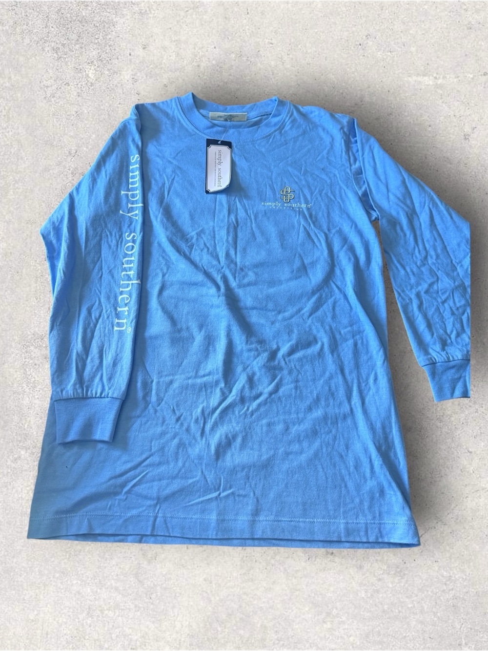 Simply Southern Kids Long Sleeve Tee in Sky Blue with White Logo
